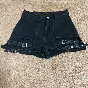 Black rave festival goth shorts